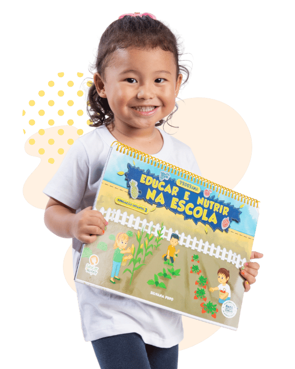 Criança com livro Educar e Nutrir